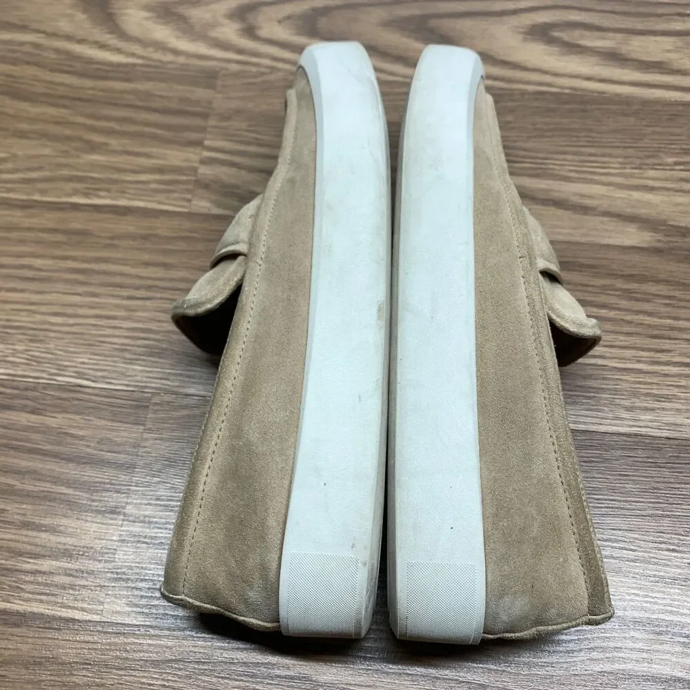 Vince Women's Dune Beige Tan Ghita Suede Slip-On Platform Loafer Shoes Size 7‎